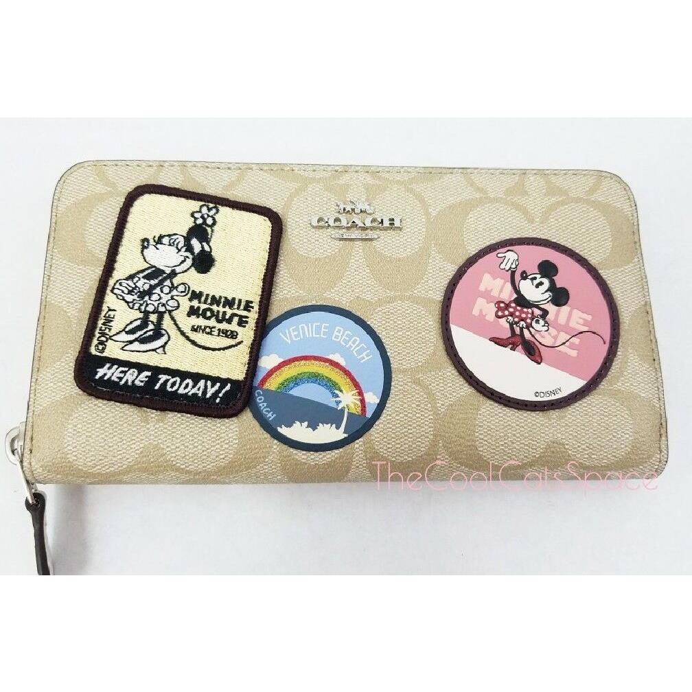 Coach Accordion Zip Wallet Disney X Minnie Mouse Patches Limited Edition 29380