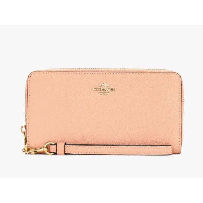 Coach C3441 Long Zip Around Crossgrain Leather Wallet Faded Blush