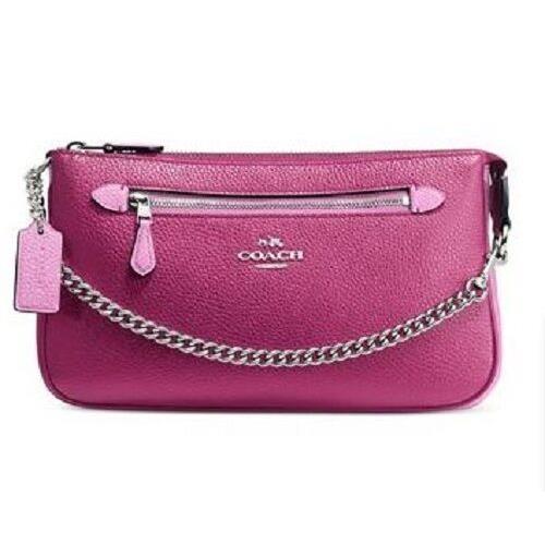 Coach 65015 Nolita Wristlet 24 In Colorblock Leather Silver/cyclamen/marshma