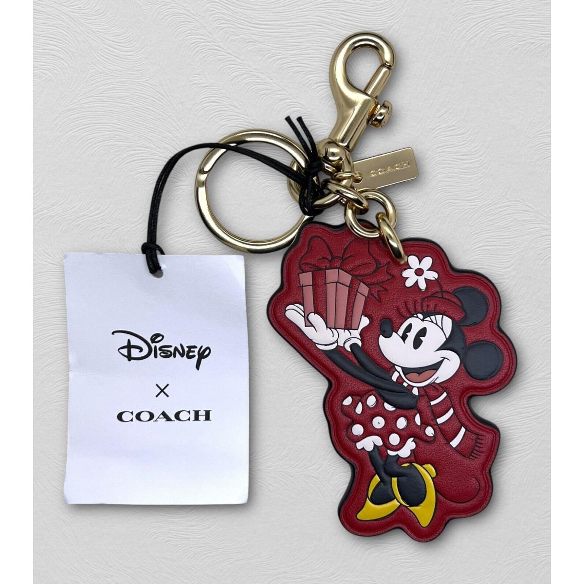 Coach X Disney Minnie Mouse Bag Charm Electric Red Leather Keychain CN008 -nwt