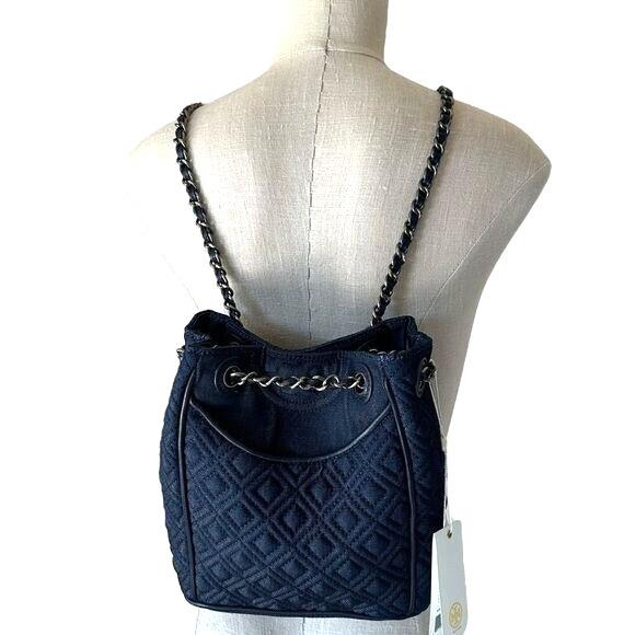 Tory Burch Womens Fleming Mini Backpack Convertible Shoulder Bag Quilted Rare