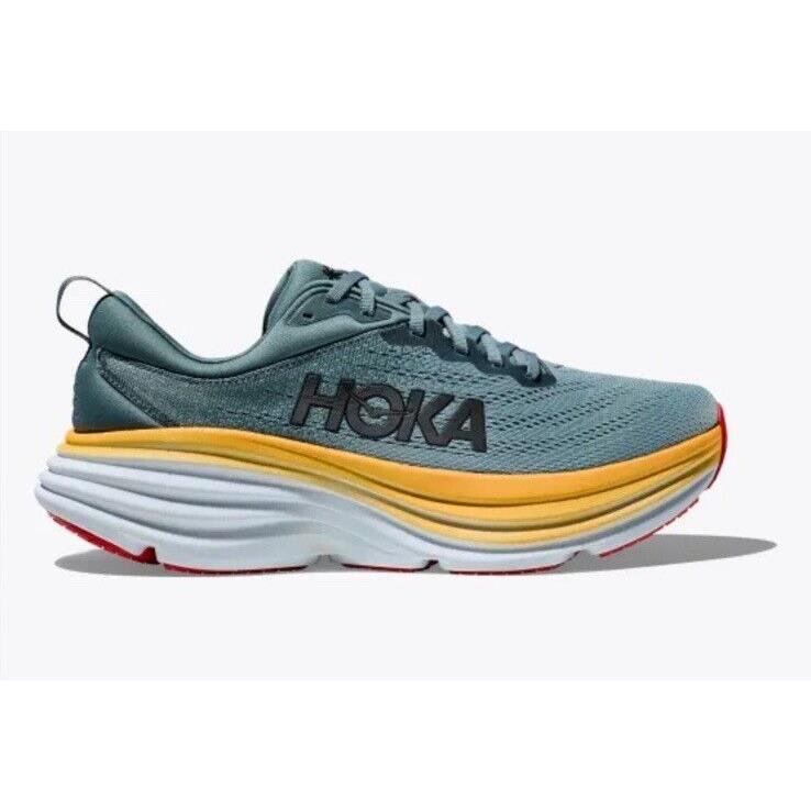 Hoka One One Mens Bondi 8 Blue Running Training Shoes 8 Medium D Bhfo 3252