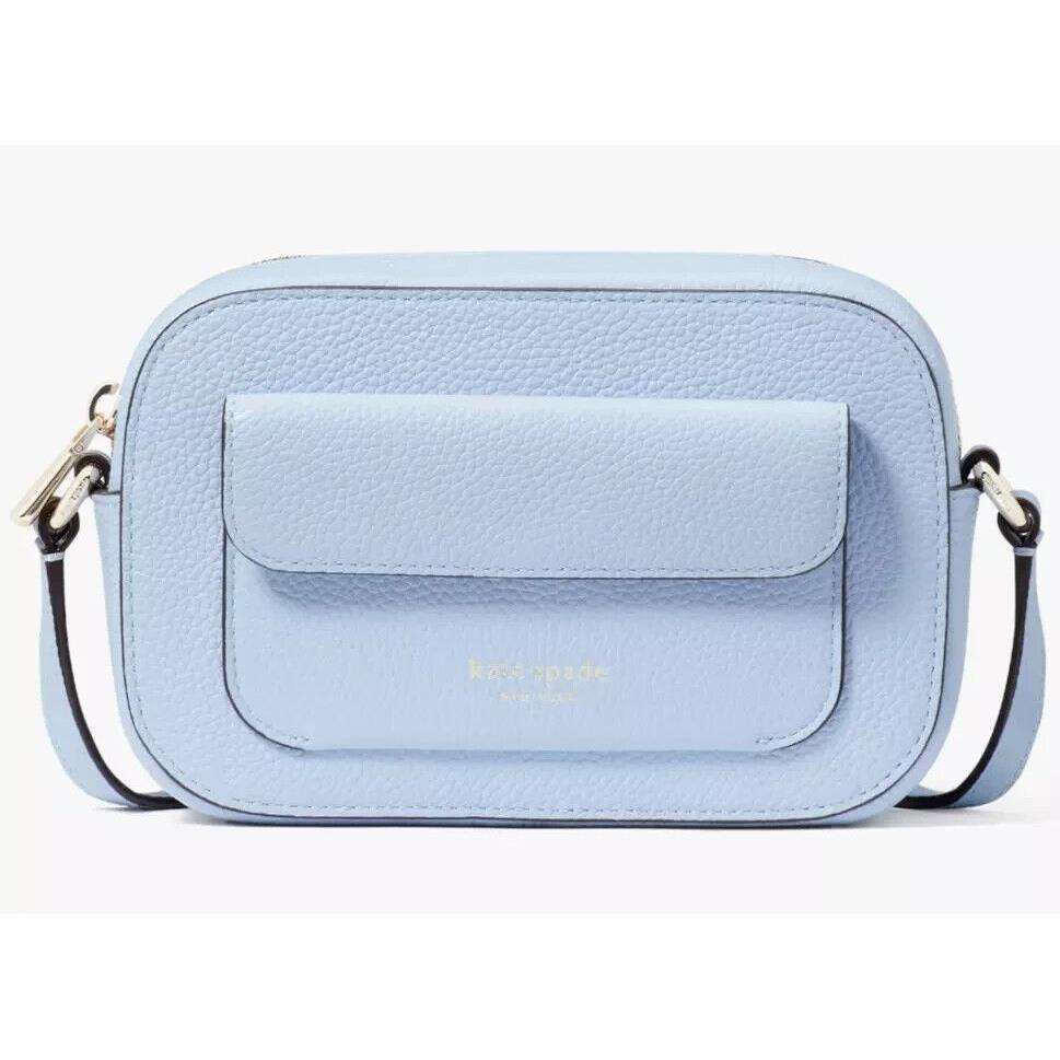 Kate Spade Ava Crossbody Bag Pastel Blue Pebbled Leather Purse KD948