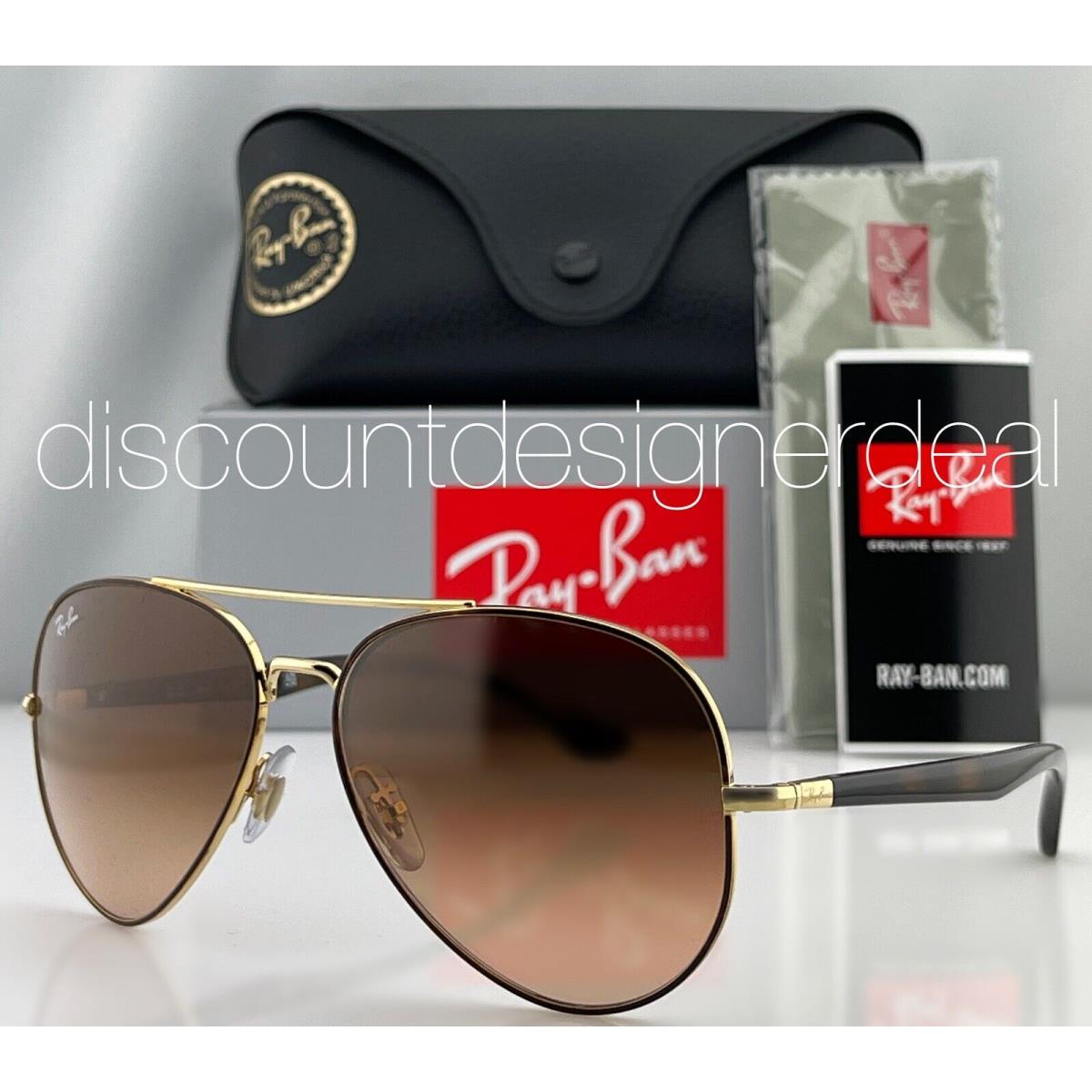 Rayban Aviator RB3675 Sunglasses 9127/A5 Brown Gold Frame Brown Gradient Lens