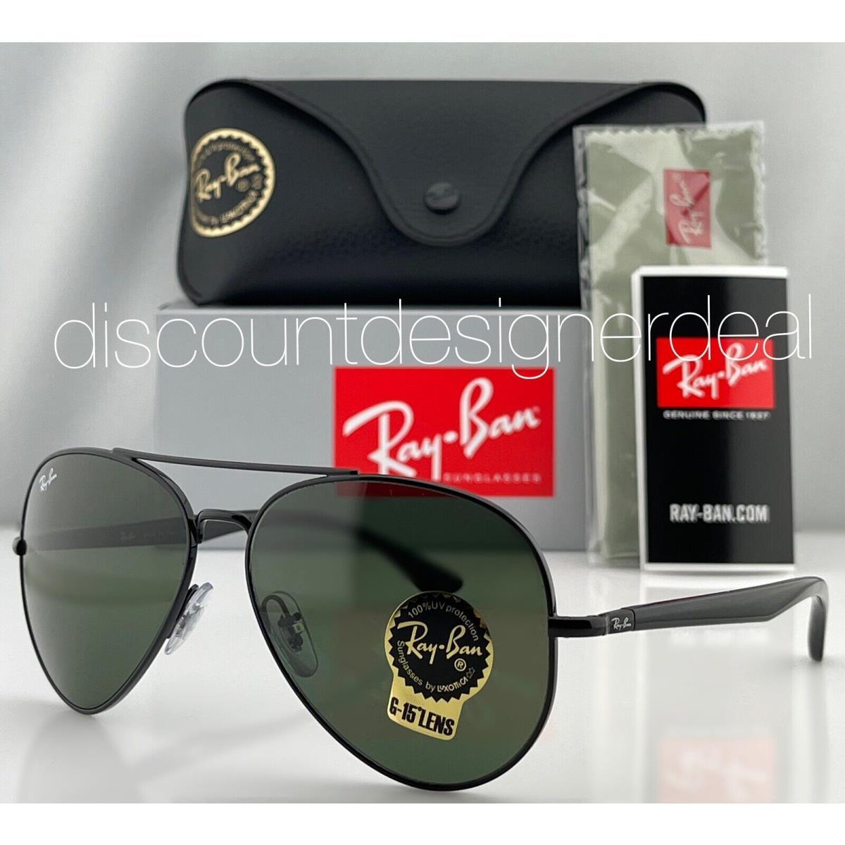 Ray-ban Aviator RB3675 Sunglasses 002/31 Black Metal Frame Green G-15 Lens 58mm