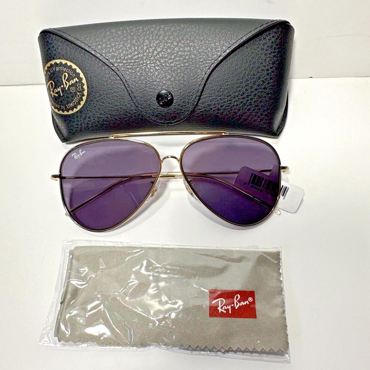 Ray Ban Aviator Reverse Sunglasses RB R0101S 001/1A Gold Violet 59mm with Case