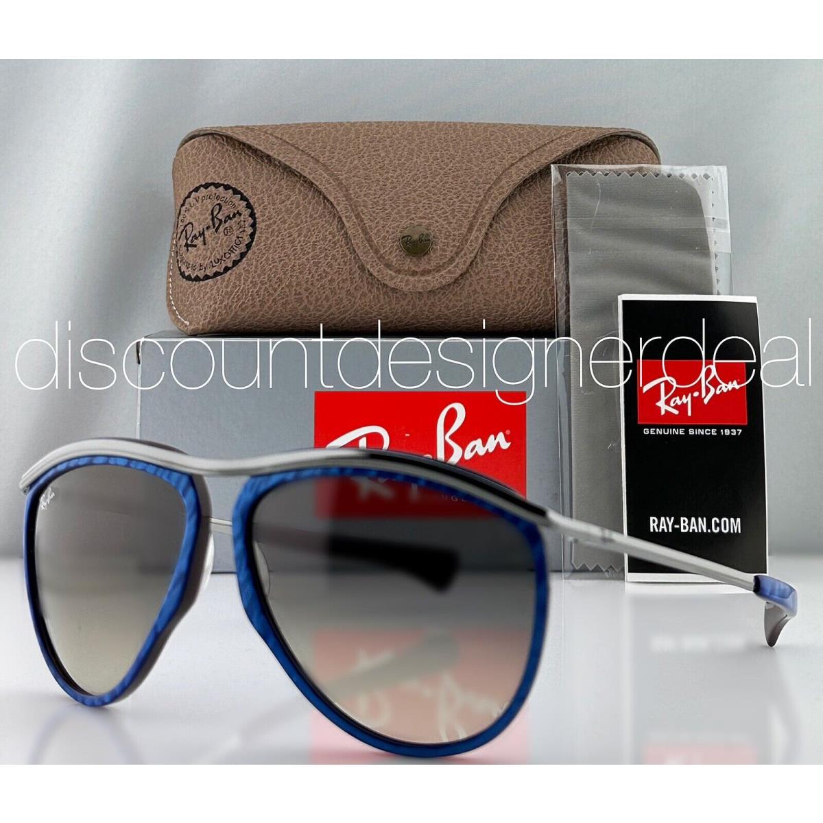 Ray-ban RB2219 Olympian Aviator Sunglasses 1310/32 Gray Blue Wrinkled Gray Lens