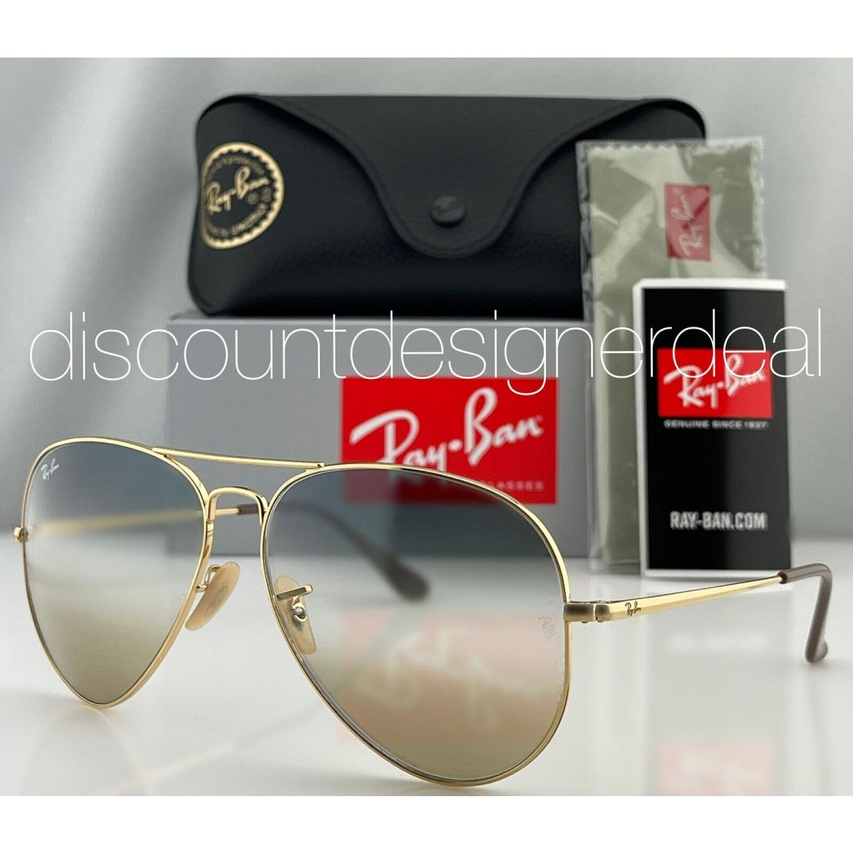 Rayban RB3689 Aviator Sunglasses 001/GD Gold Frame Blue To Brown Gradient 62mm