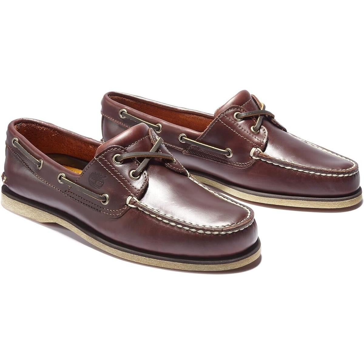 Timberland Men`s 2 Eye Classic Leather Boat Shoes Size 8 Brown Root Beer 25077