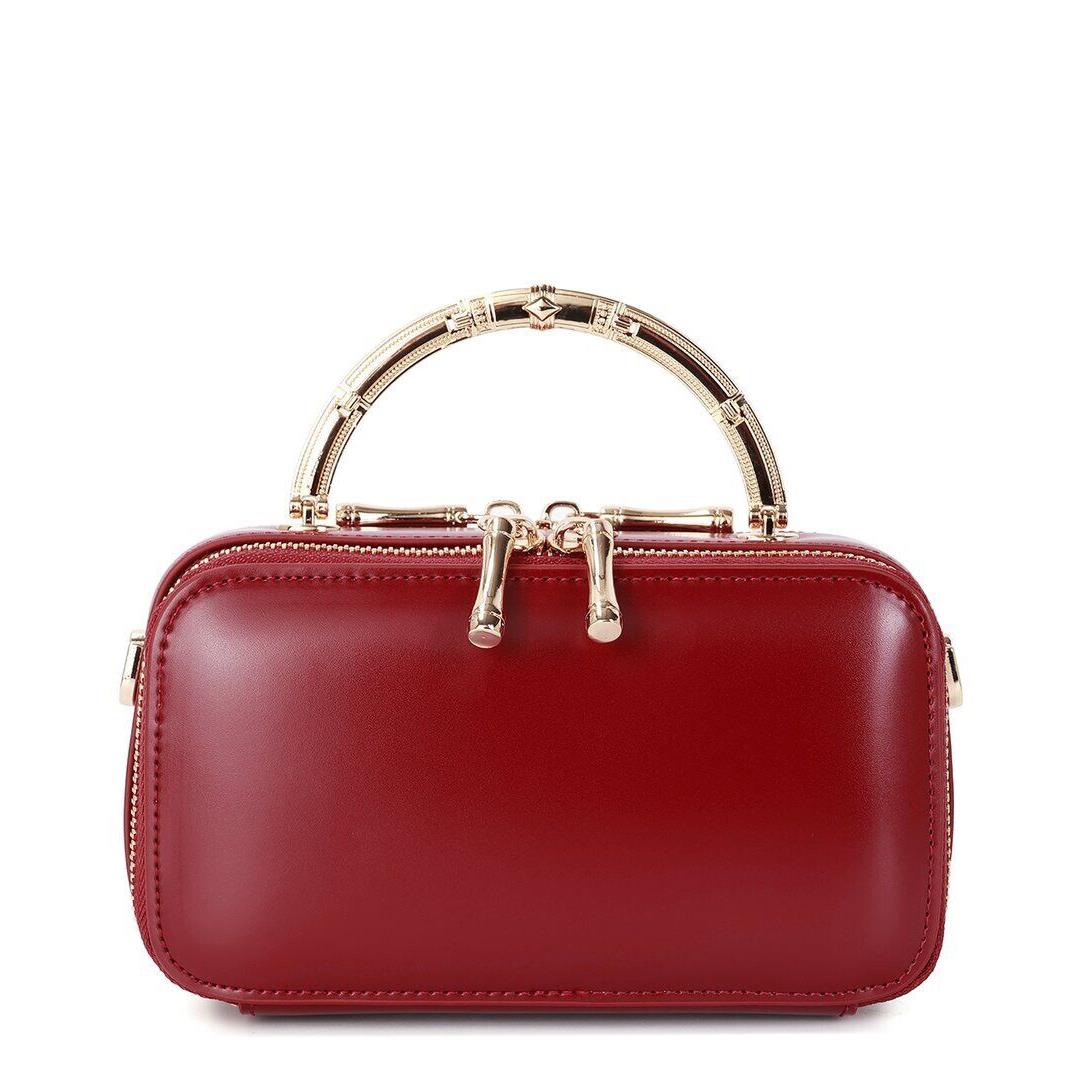 Tiffany Fred Paris High Gloss Leather Top-handle Crossbody Women`s Red