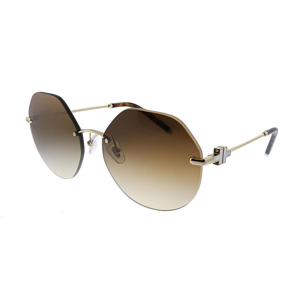 Tiffany Co. TF 3077 60213B Pale Gold Metal Sunglasses Brown Gradient Lens