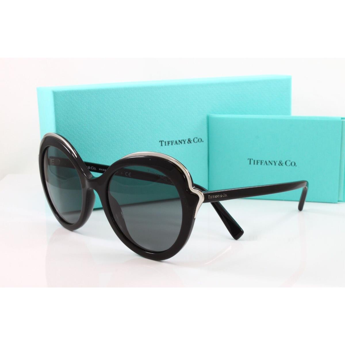 Tiffany Sunglasses Women`s Round TF4155 80013F Black 54mm Grey Lens