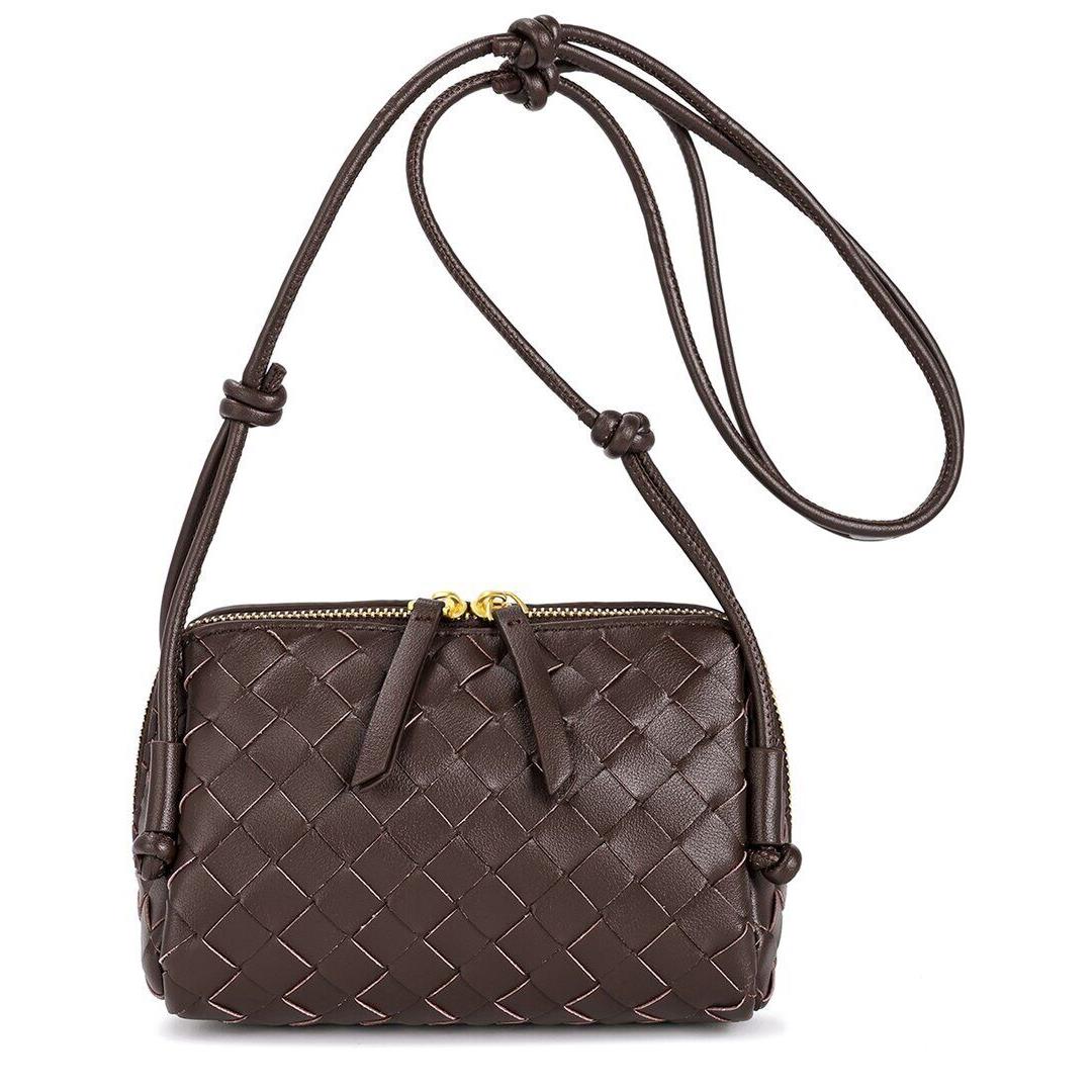 Tiffany Fred Paris Hand-woven Leather Crossbody Women`s Brown