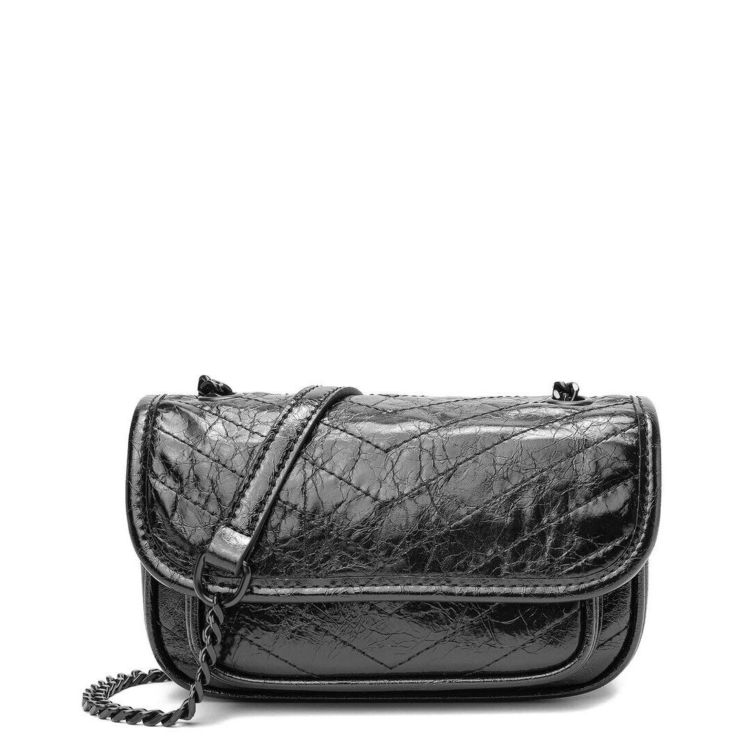 Tiffany Fred Paris Quilted Cracked Leather Crossbody Women`s