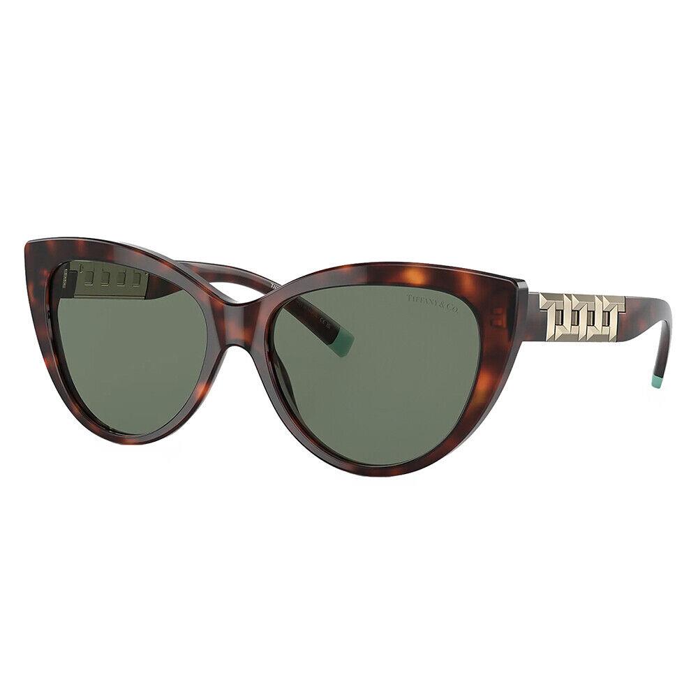 Tiffany Co. TF 4196 80023H Havana Plastic Cat-eye Sunglasses Green Lens