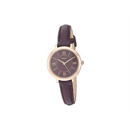 Fossil Women`s Jacqueline Mini Three-hand Fig Leather Watch ES4634