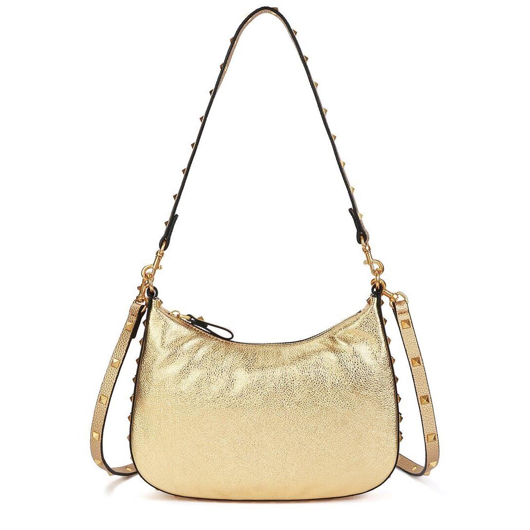 Tiffany Fred Paris Top-grain Leather Studded Crossbody Women`s Gold