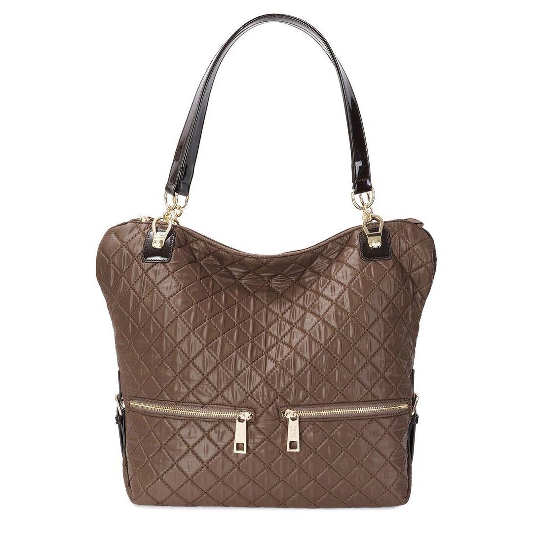 Tiffany Fred Paris Quilted Woven Nylon Patent Tote Women`s