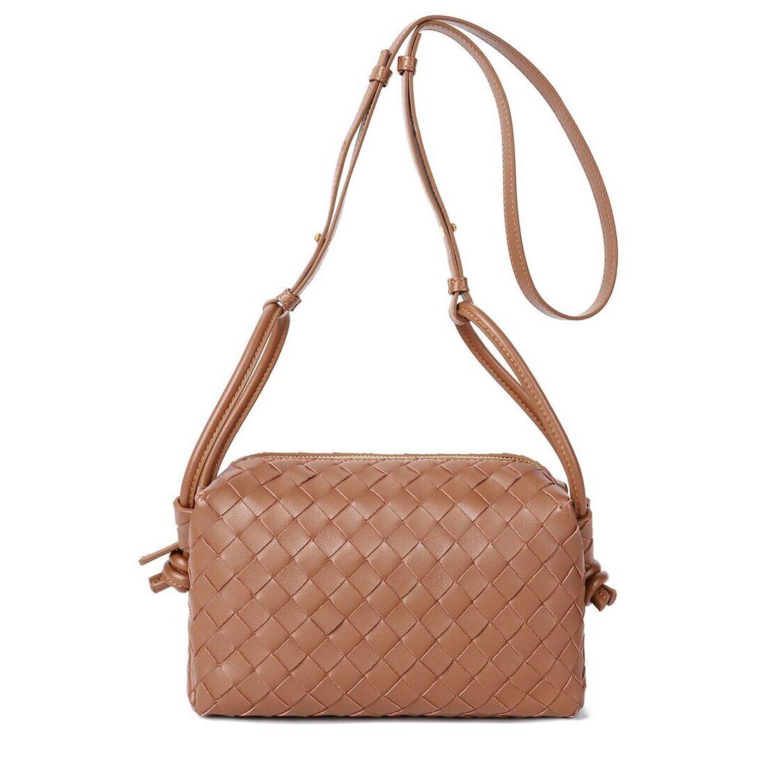 Tiffany Fred Paris Hand-woven Leather Crossbody Women`s Brown