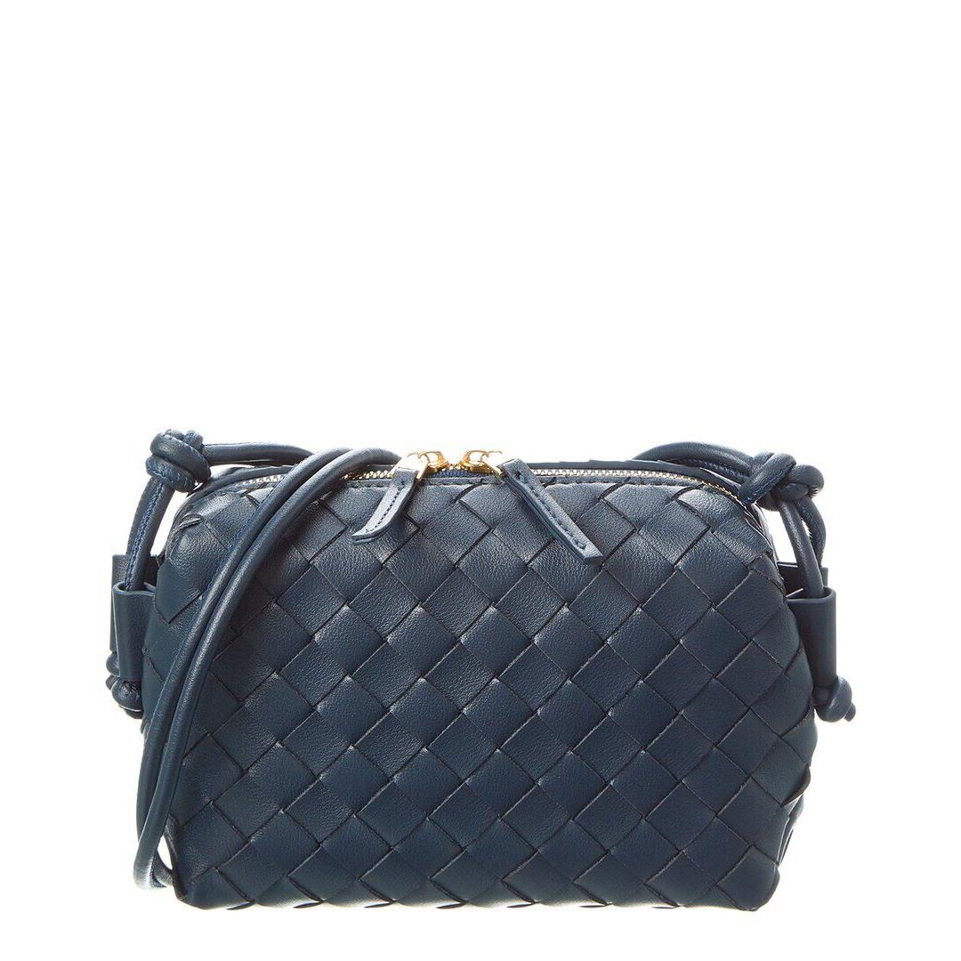 Tiffany Fred Paris Woven Leather Crossbody Women`s Blue