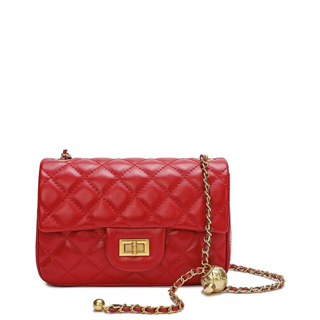 Tiffany Fred Paris Quilted Leather Crossbody Women`s Red