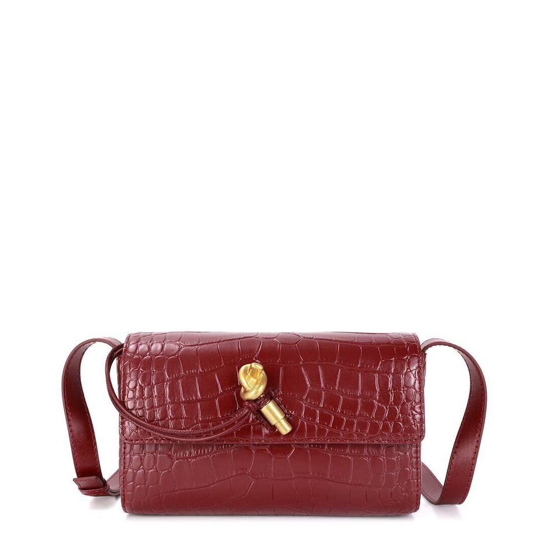 Tiffany Fred Paris Croc-embossed Leather Crossbody Women`s