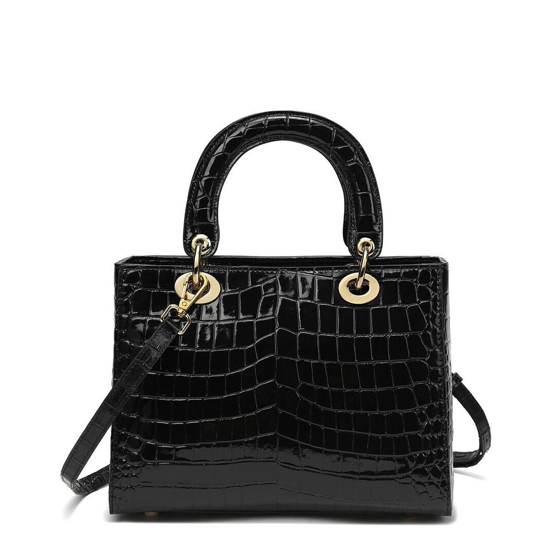 Tiffany Fred Paris Alligator-embossed Leather Satchel Women`s Black