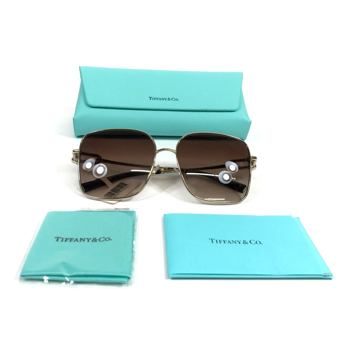 Tiffany Co. Sunglasses TF3094 6021/3B Gold Oversized Square w/ Brown Gradient