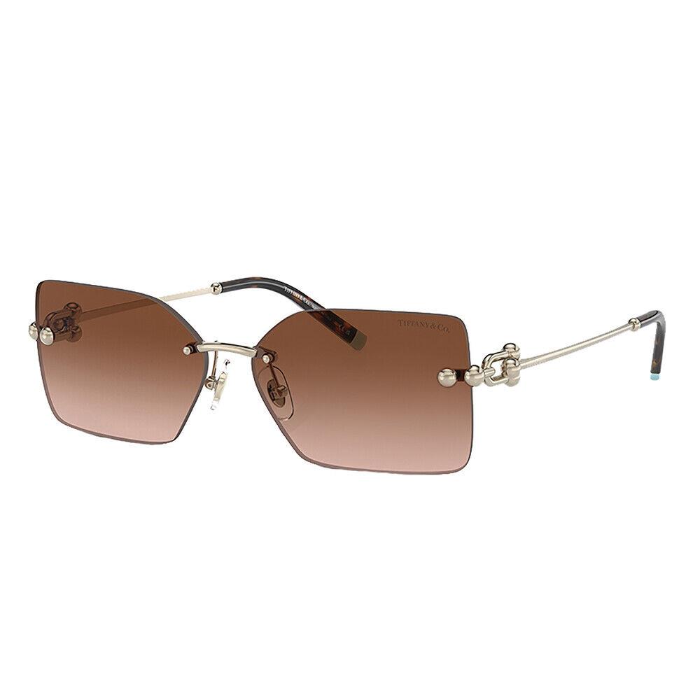 Tiffany Co. TF 3088 61773B Pale Gold Metal Sunglasses Brown Gradient Lens