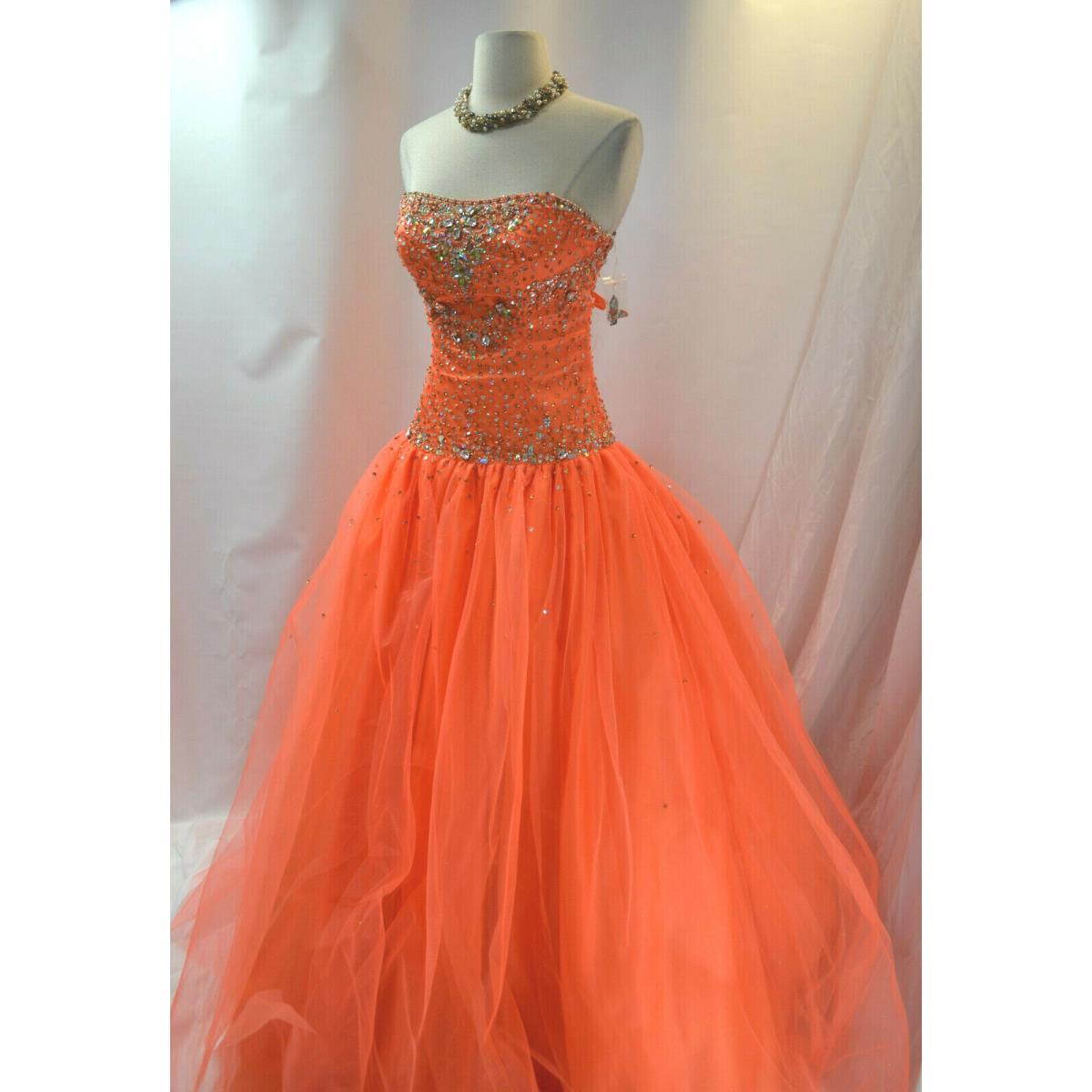 Tiffany Authetic Pageant Prom Bead Formal Evening Dress Strapless Gown Tulle 6 S