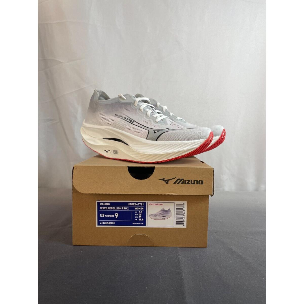 Mizuno Wave Rebellion Pro 2 Womens White Lace Up Low Top Athletic Sneaker Size 9