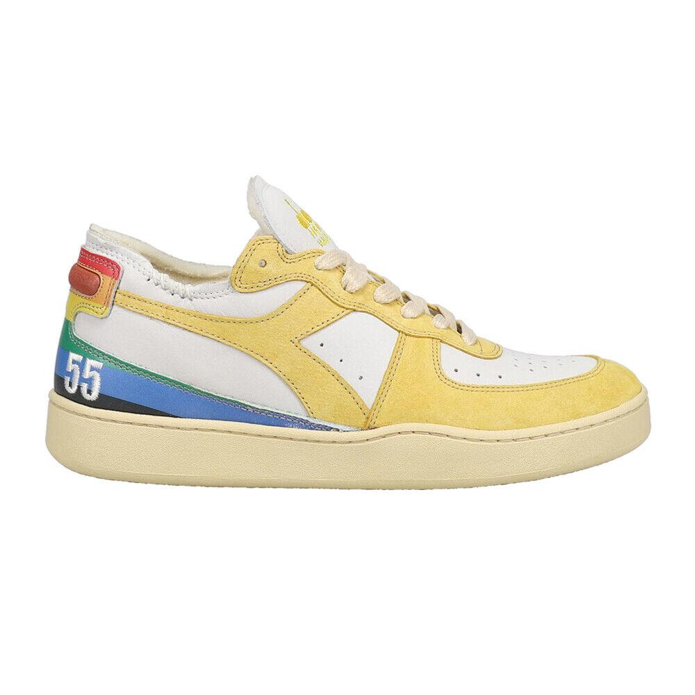 Diadora Mi Basket Row Cut Denver 55 Lace Up Mens Yellow Sneakers Casual Shoes 1