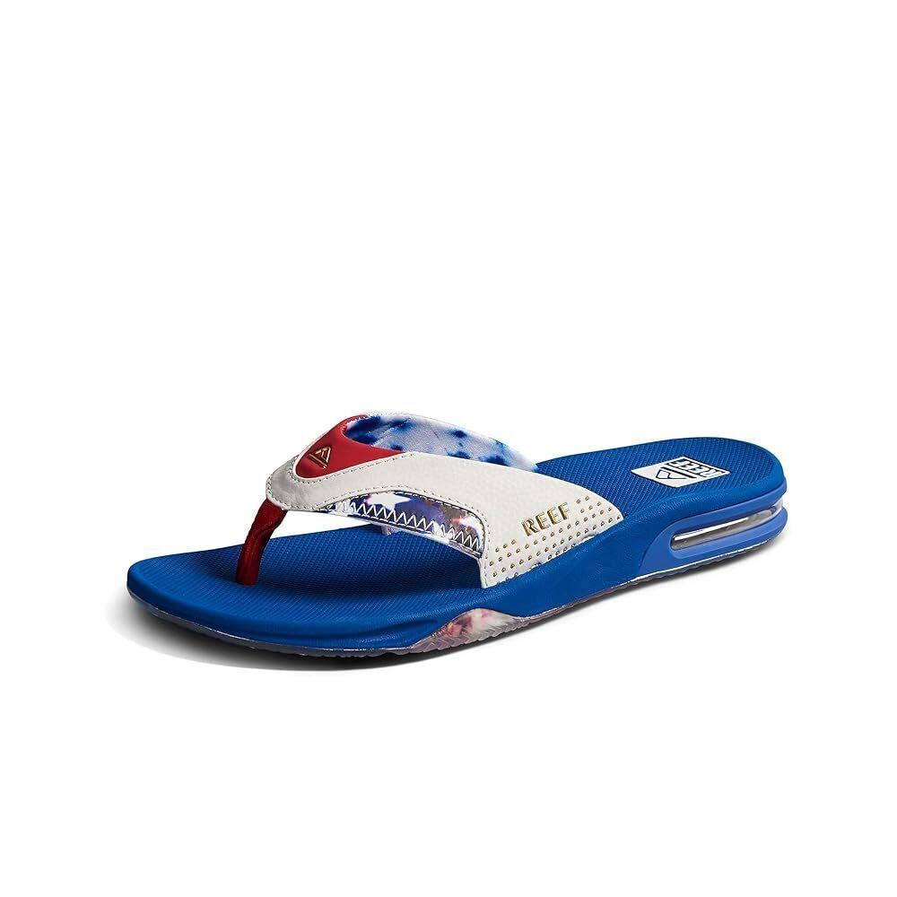 Reef Fanning Men`s Comfort Beach Sandals Red White and Blue - 13 Medium