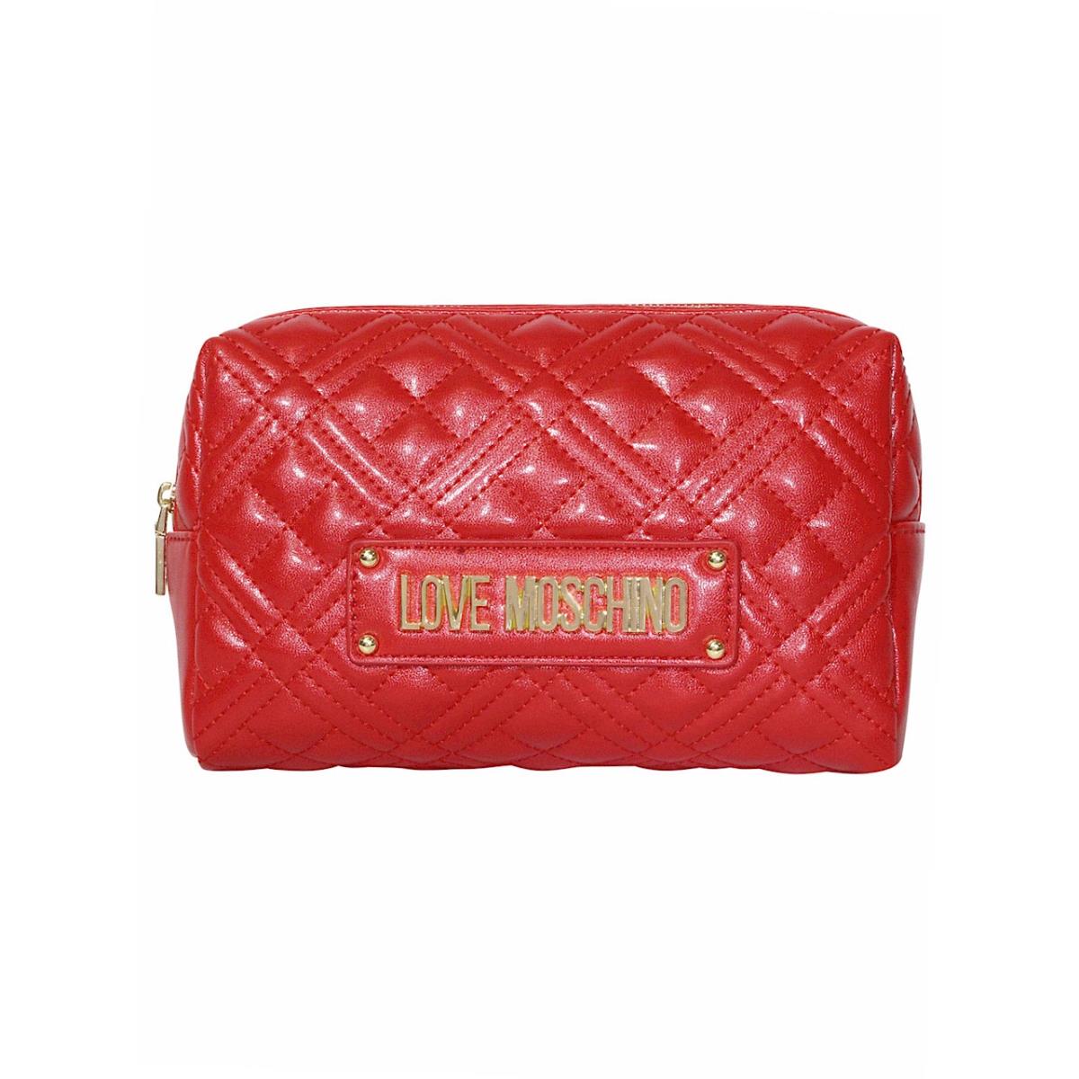 Love Moschino Women`s Logo Plate Clutch Handbag Quilted