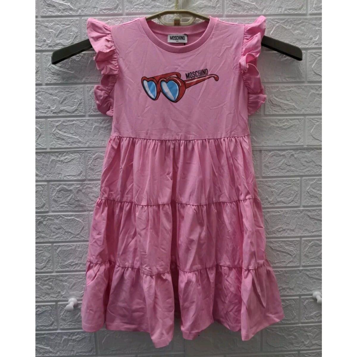 Moschino Baby Kid Heart Sunglasses Jersey Dress Pink Sz. 8