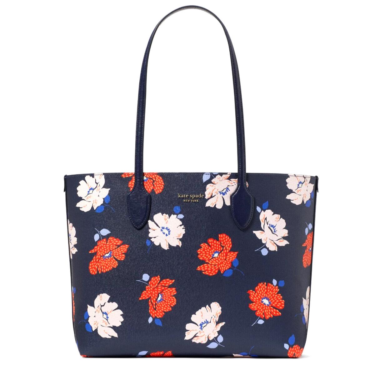 New Kate Spade Bleecker Dotty Floral Large Saffiano Tote Parisian Navy Multi