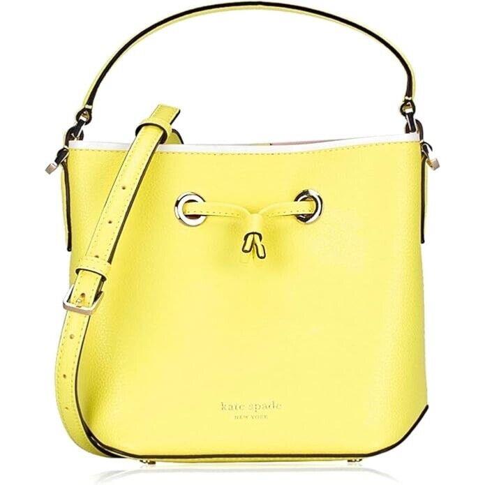 Kate Spade Eva Small Bucket Yellow Limelight Leather WKRU6736