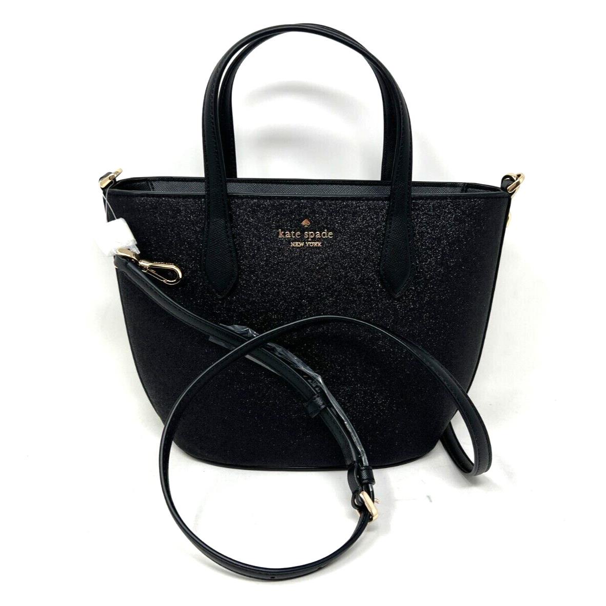 Kate Spade Glitter Glimmer Small Zip Satchel Crossbody Bag Black KE460