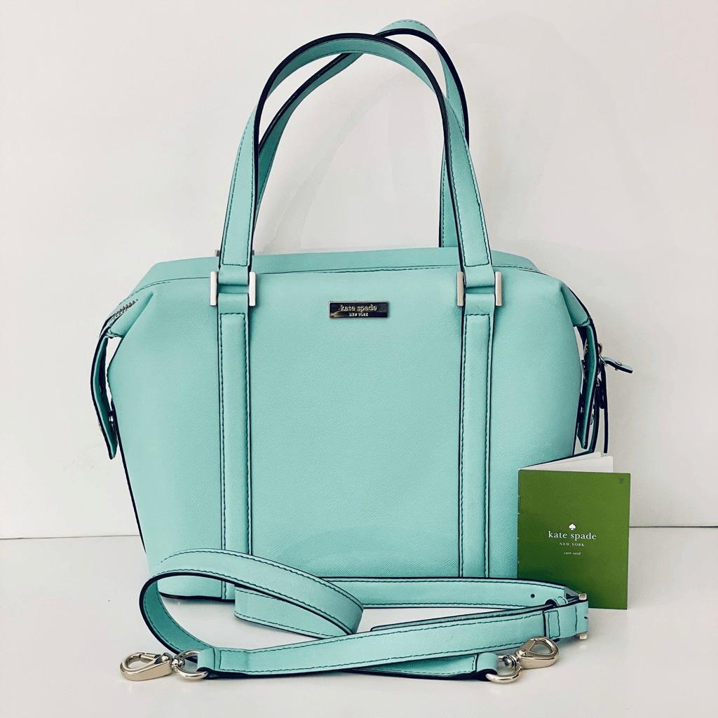 Kate Spade Newbury Lane Alysia Saffiano Green Leather Crossbody Handle Bag