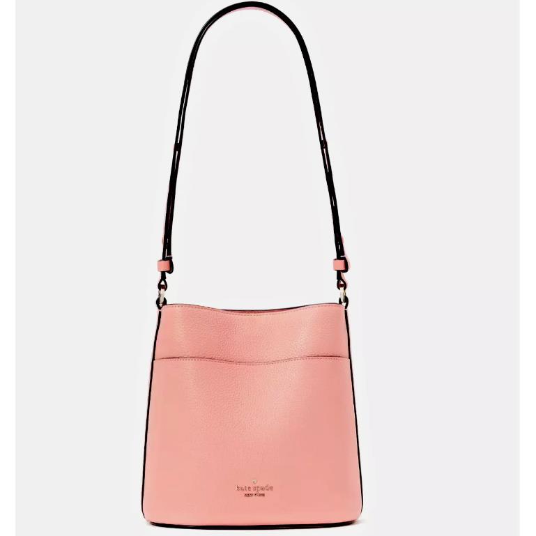 Kate Spade New York Leila Pebbled Leather Small Bucket Bag Purse - Peachy Rose