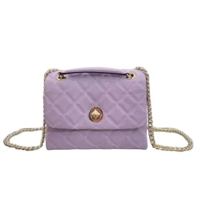 Kate Spade Natalia Medium Flap Crossbody Shoulder Quilted Leather Lilac Frost - Hardware: Gold, Exterior: Lilac Frost, Lining: Cream