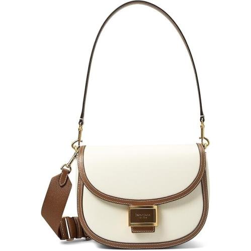 Kate Spade Katy Textured Leather Convertible Saddle Bag Crossbody - Halo White