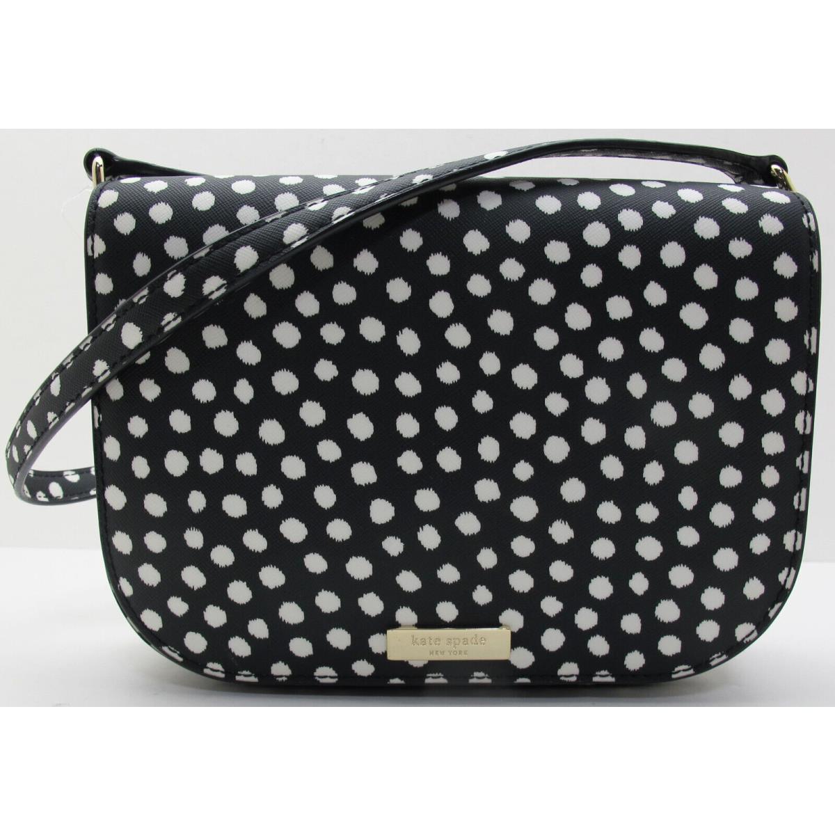 Kate Spade Musical Dot Printed Carsen Laurel Way Crossbody Black White/gold