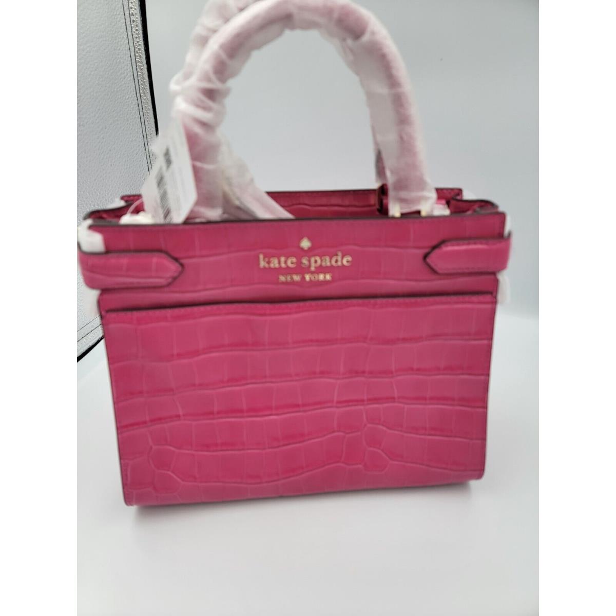 Kate Spade Handbag K9394 Festive Pink Small Satchel Crocodile Embossed