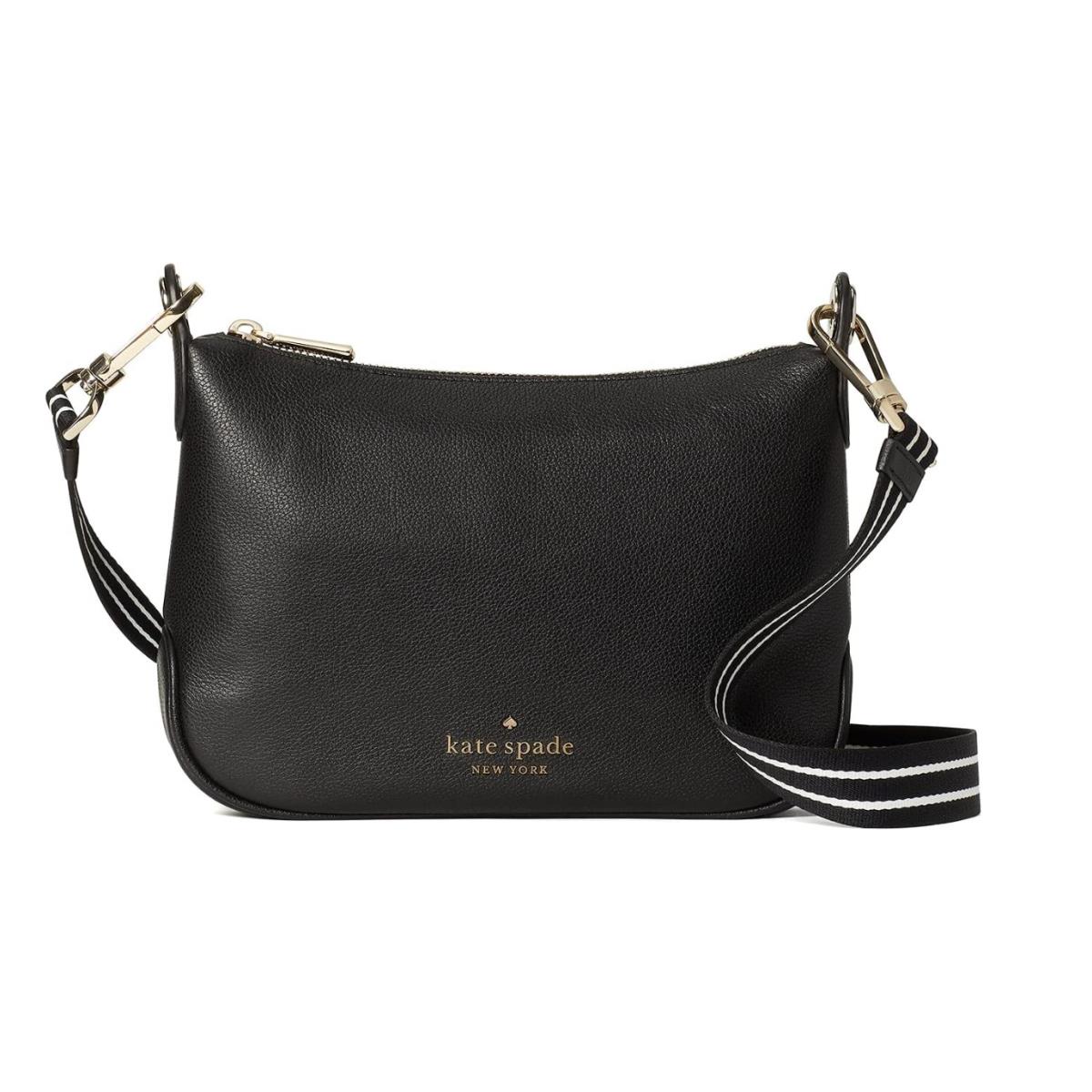 Kate Spade Rosie Leather Small Crossbody Bag Purse Handbag Black - Exterior: Black, Hardware: light gold