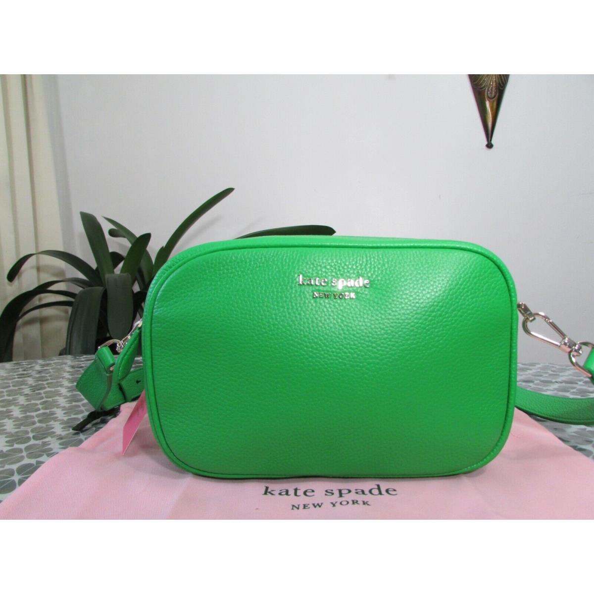 Kate Spade Pebble Leather Astrid Medium Camera Bag Green Jay