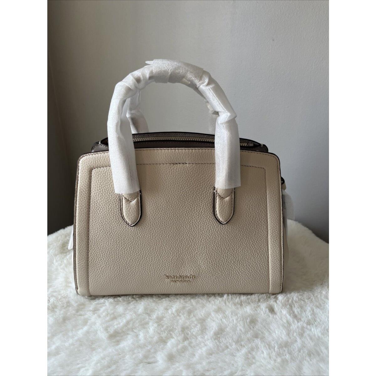 Kate Spade Knott Medium Leather Satchel Crossbody Bag Milk Glass