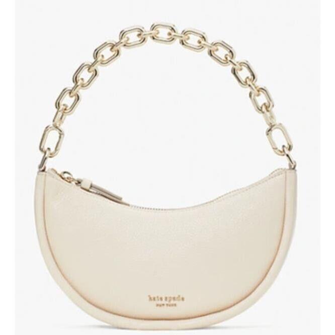 Kate Spade Smile Leather Crossbody Ivory Small Chain Strap Bag Milk Glass