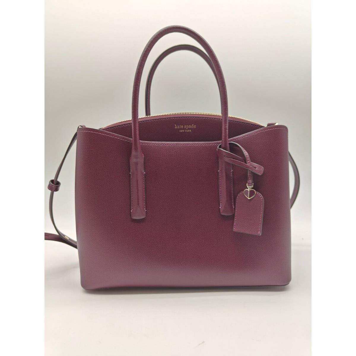 Kate Spade NY Pebbled Leather Satchel Tote Crossbody Bag - Plum