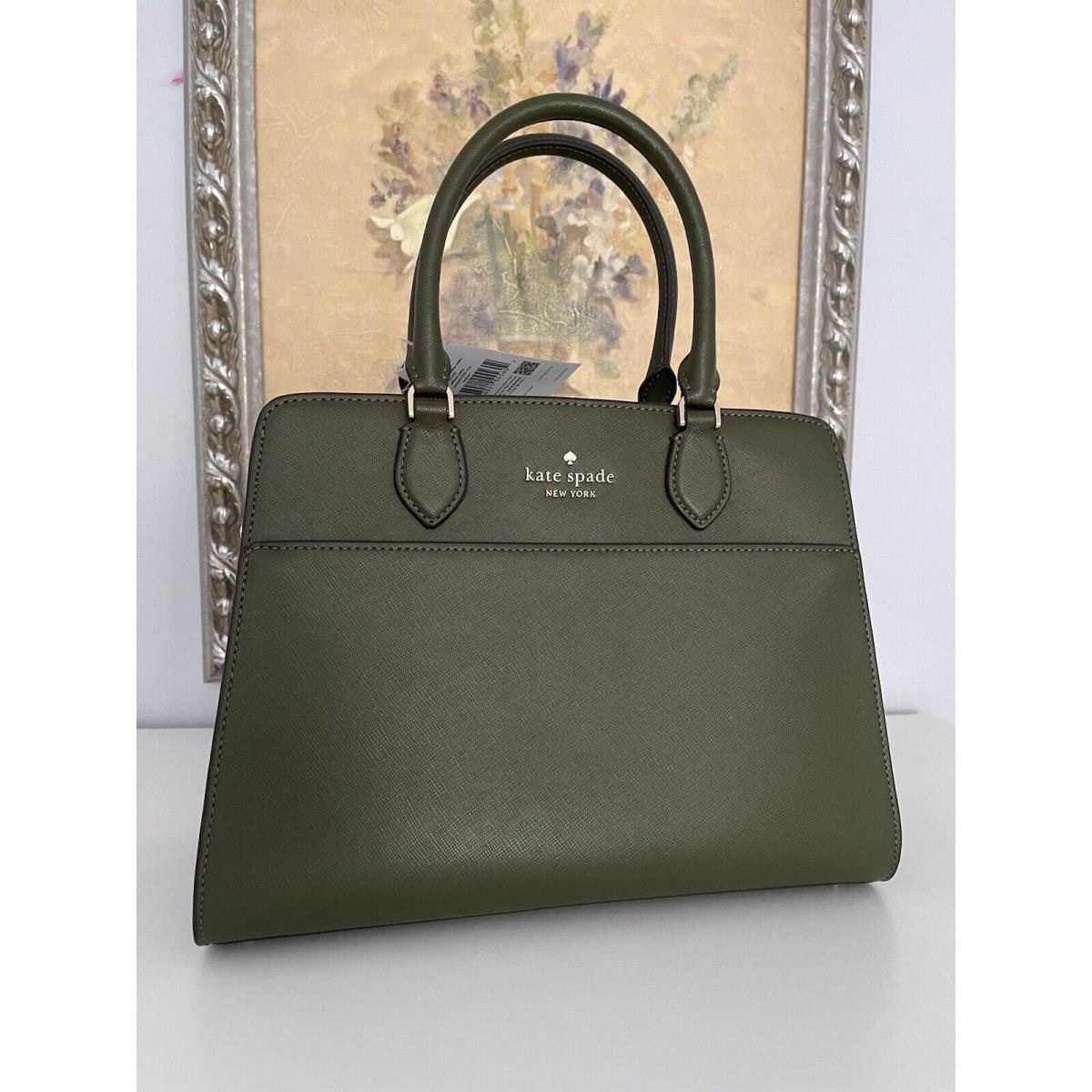 Kate Spade Madison Leather Medium Satchel In Seaweed